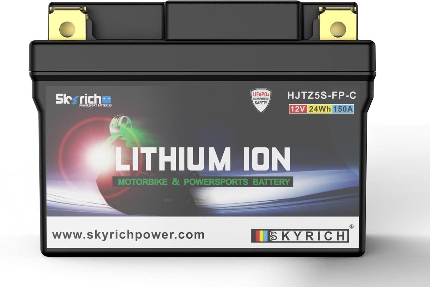 Skyrich HJTZ5S-FP-C Motorcycle LiFePO4 Battery, Rechargeable High Performance-12Volt 2AH 120CCA, Genuine OEM Part, Compatible with EUDURO,KTM,SHERCO,TRIUMPH, Freeride, Offroad,Powersports