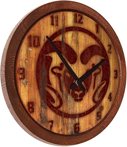 Miniatura 448 de The Fan-Brand NCAA Oklahoma Sooners: Faux Barrel Top Wall Clock Sports Team Bar Sign Décor - Home Man Cave, Party Decoration - Made On Demand