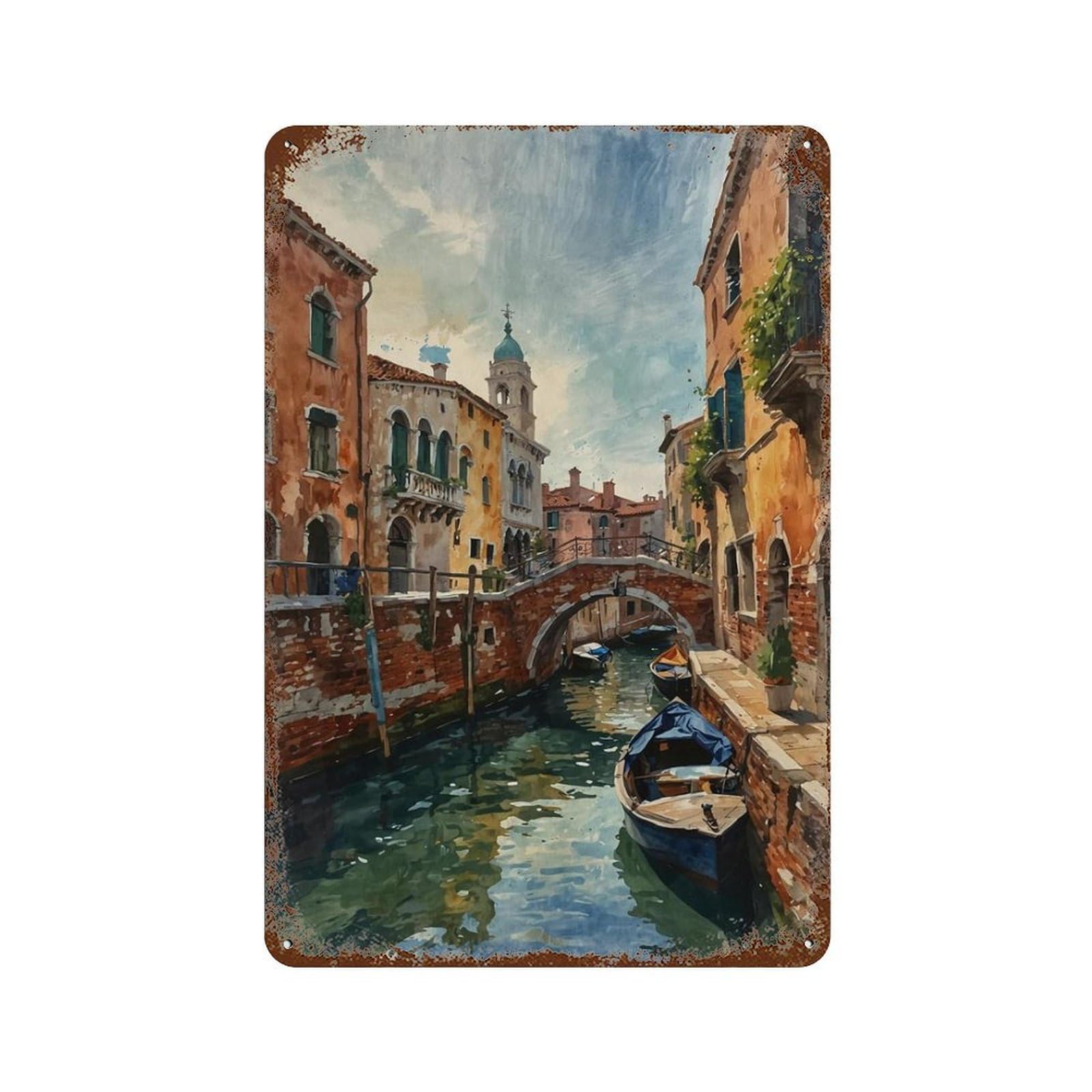 xiaoxiaoshen Vintage Landmark Italian Canal Wall Decor Art Metal Tin Poster Modern Home Decor Art Home Bar Shop Decorations Vintage Sign 30x20cm