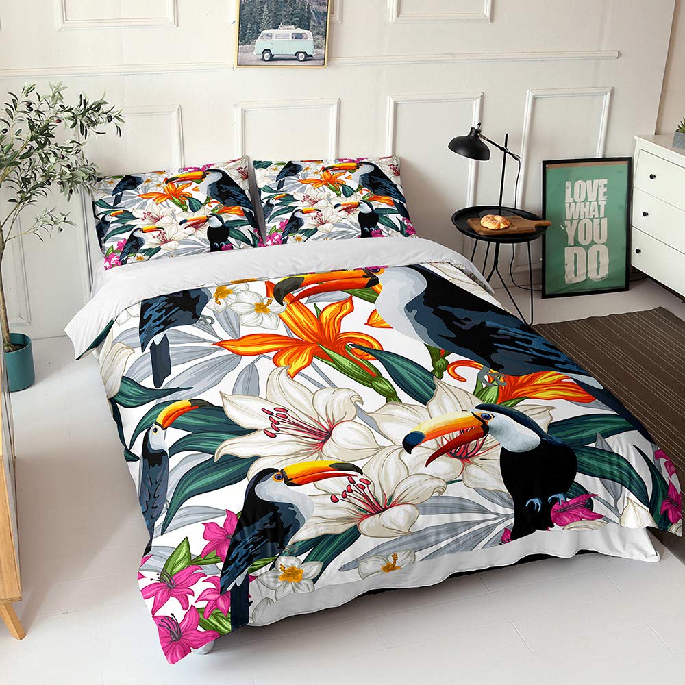 Housse de couette 4 pièces Chickw1 microfibre anti-plis fleurs de lys