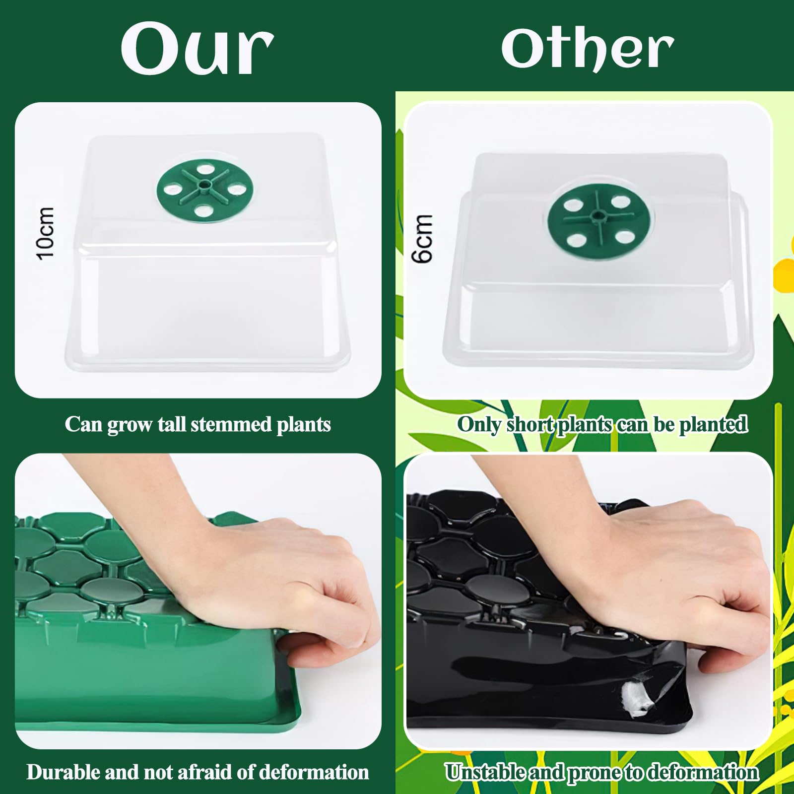 ZoneYan Vassoi per Semi 72 Celle Propagator Growing, Mini Serra per Piantine con Cupole Ventilate per Semina Germinazione di Piante in Crescita