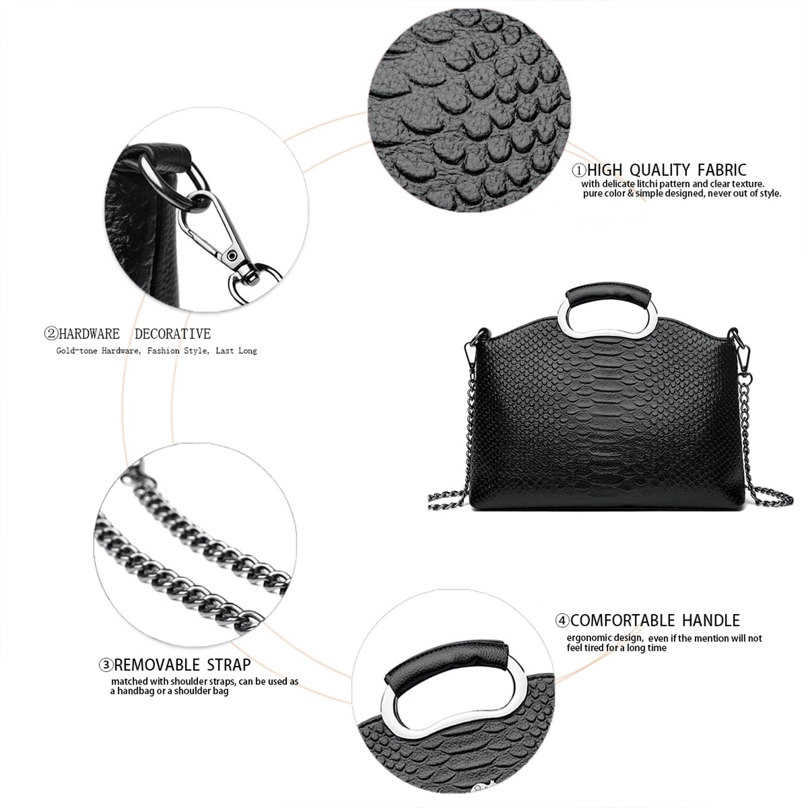 BUKESIYI Damen Tasche Umhängetasche Handtasche Frauen Klein Schultertasche Lack PU Leder Weekender DE77453