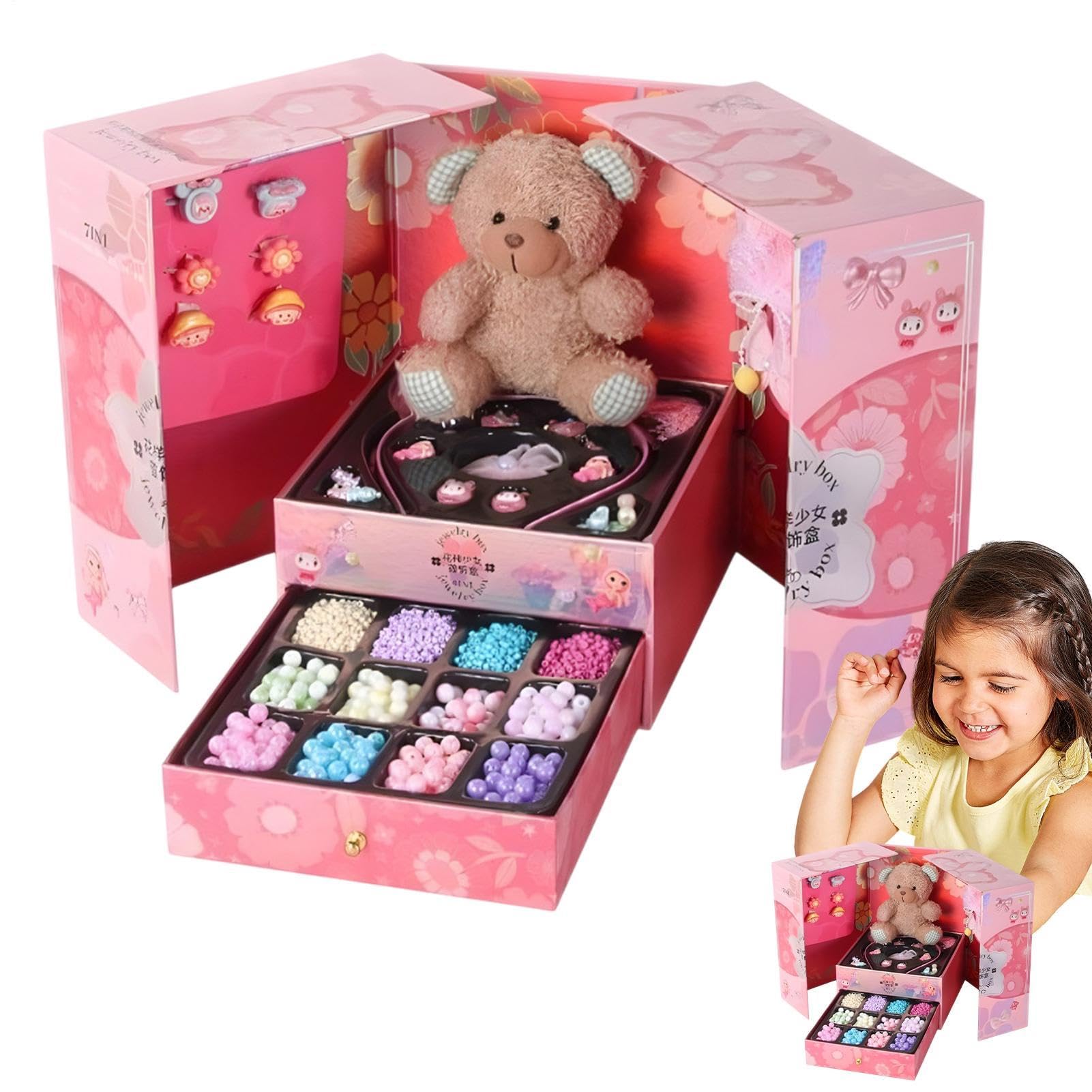 Kit de fabricación de pulseras de cuentas – Kit de fabricación de pulseras para adolescentes, kit de fabricación de pulseras de abalorios y cuentas, kit interactivo para niños, niñas, rosa | para adolescentes, kit de fabricación de pulseras de abalorios y