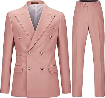Men's Slim Fit 2 Piece Suit Double Breasted Business Wedding Prom Tuxedo Suits Blazer & Pants Set...