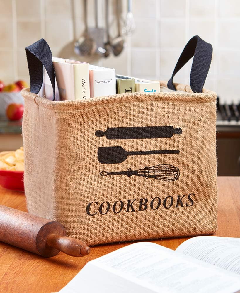 Cookbooks and Reading Materials Storage Bin with Handles for Kitchen