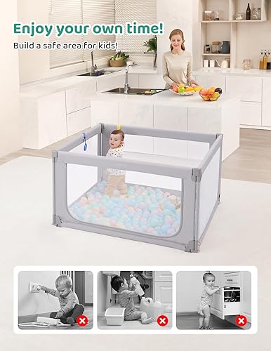 Miniatura 2 de Kidirect Corrales para bebés plegables, corralito pequeño para bebés y niños pequeños, corralito de juegos para bebés con puerta de seguridad,