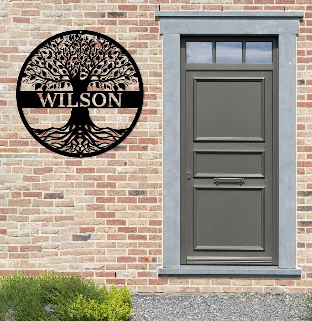 Metal Life Tree Peronalized Name Signs | Monogram Wall Decor | Personalized Family Name Sign | Metal Wall Art | Monogram Sign Door Hanger