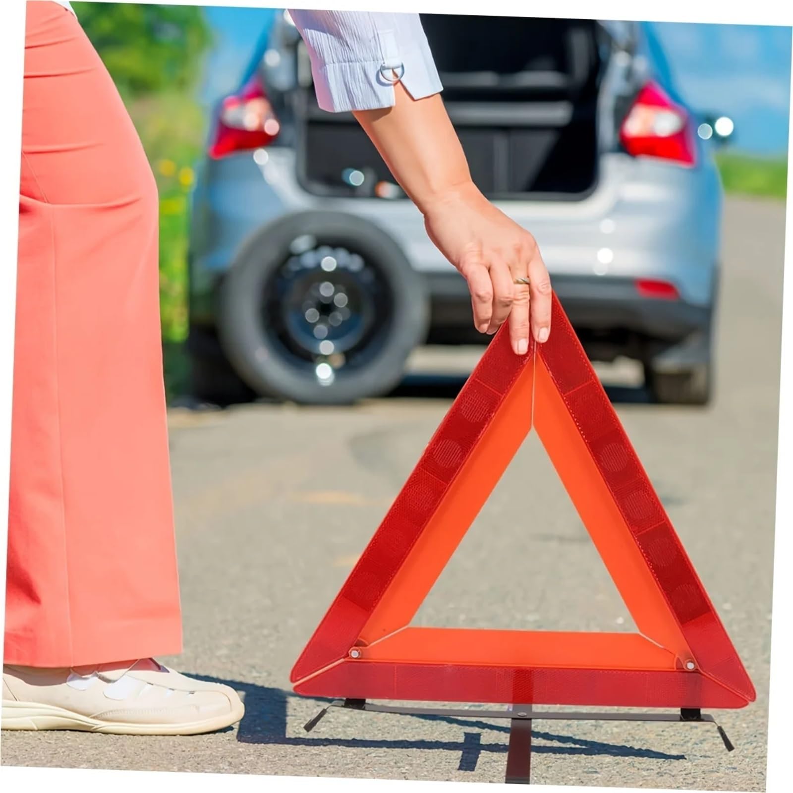 3 stücke Sicherheit Warndreiecke Auto Stativ Flagge Reflektierende Stop Zeichen Kunststoff Dreieck Warndreieck FüR Autos(L)