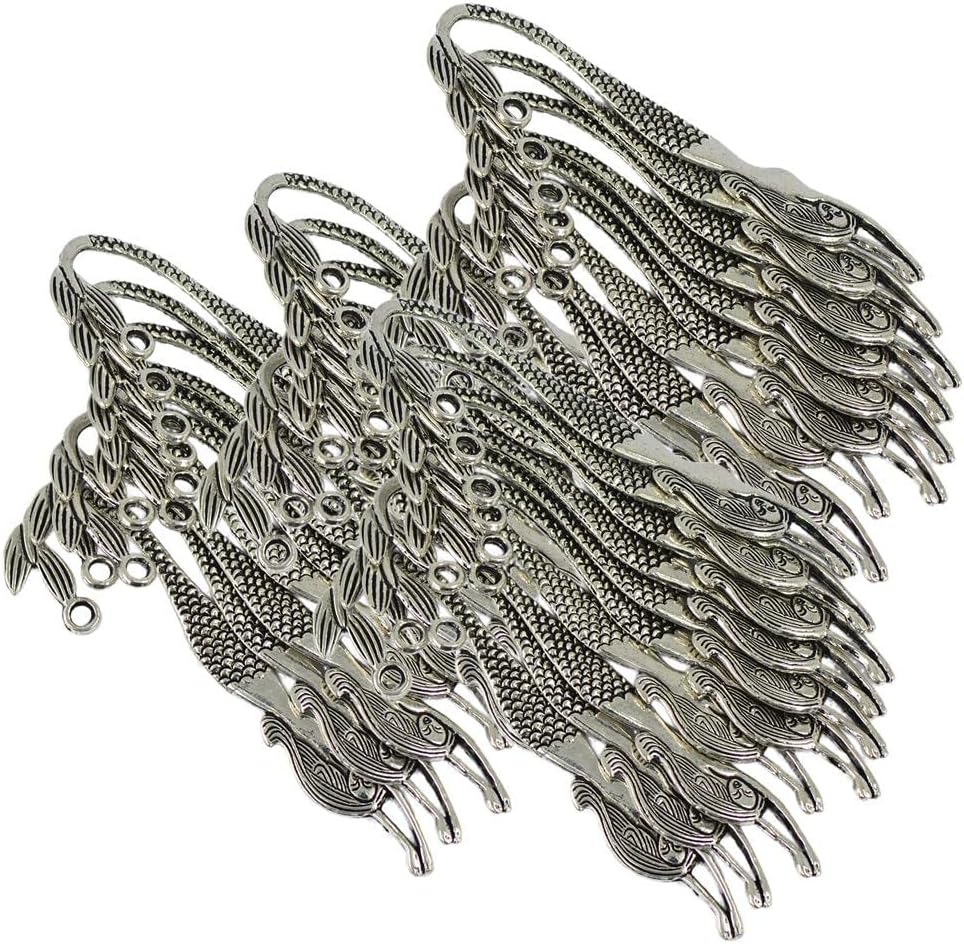80pcs Vintage Tibetan Mermaid Bookmark with Loop F/Adults Office Reading