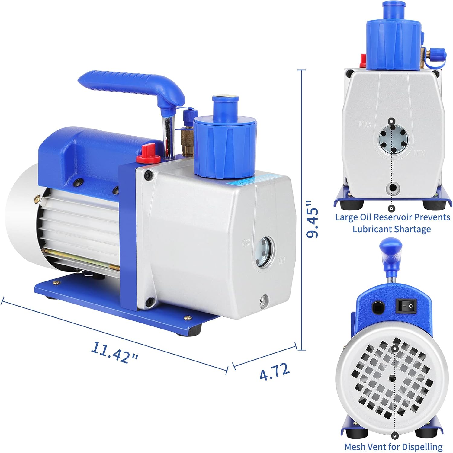 5CFM 1/3HP Deep Vacuum Pump HVAC Refrigeration Single Stage R134 R410a AC Air Refrigerant 110V 60Hz Wine Degassing or Epoxy Manifold Gauge Milk and Medical Processing : Automotive