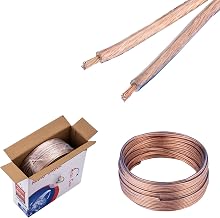 Cables Direct Online Speaker Wire 14 Gauge 14/2 Conductors CCA (Copper Clad Aluminum) Transparent Low Voltage Clear Cable for Home Theater, Car Audio, LED and More – 100ft