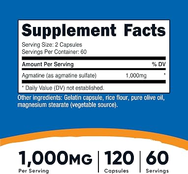 Nutricost Agmatine Sulfate 1000mg, 120 Capsules (2 Bottles) - Gluten Free, Non GMO, 500mg Per Capsule
