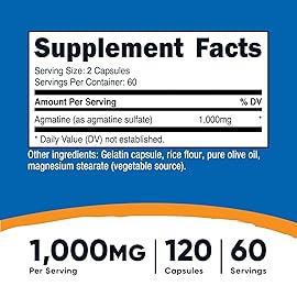Nutricost Agmatine Sulfate 1000mg, 120 Capsules (3 Bottles) - Gluten Free, Non GMO, 500mg Per Capsule