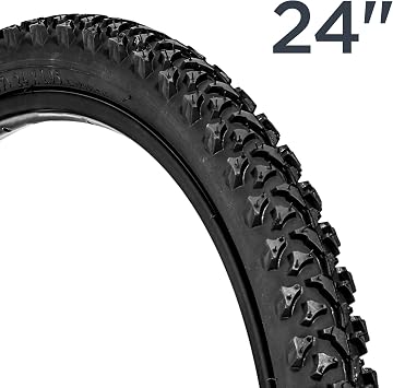 Schwinn Replacement Bike Tire, 24 x 1.95 Mountain Bike Tire, Wide & Blocky Knobs, Puncture Guard, Fits Internal Rim Widths 19mm-29mm, PSI Range 35 to 65
