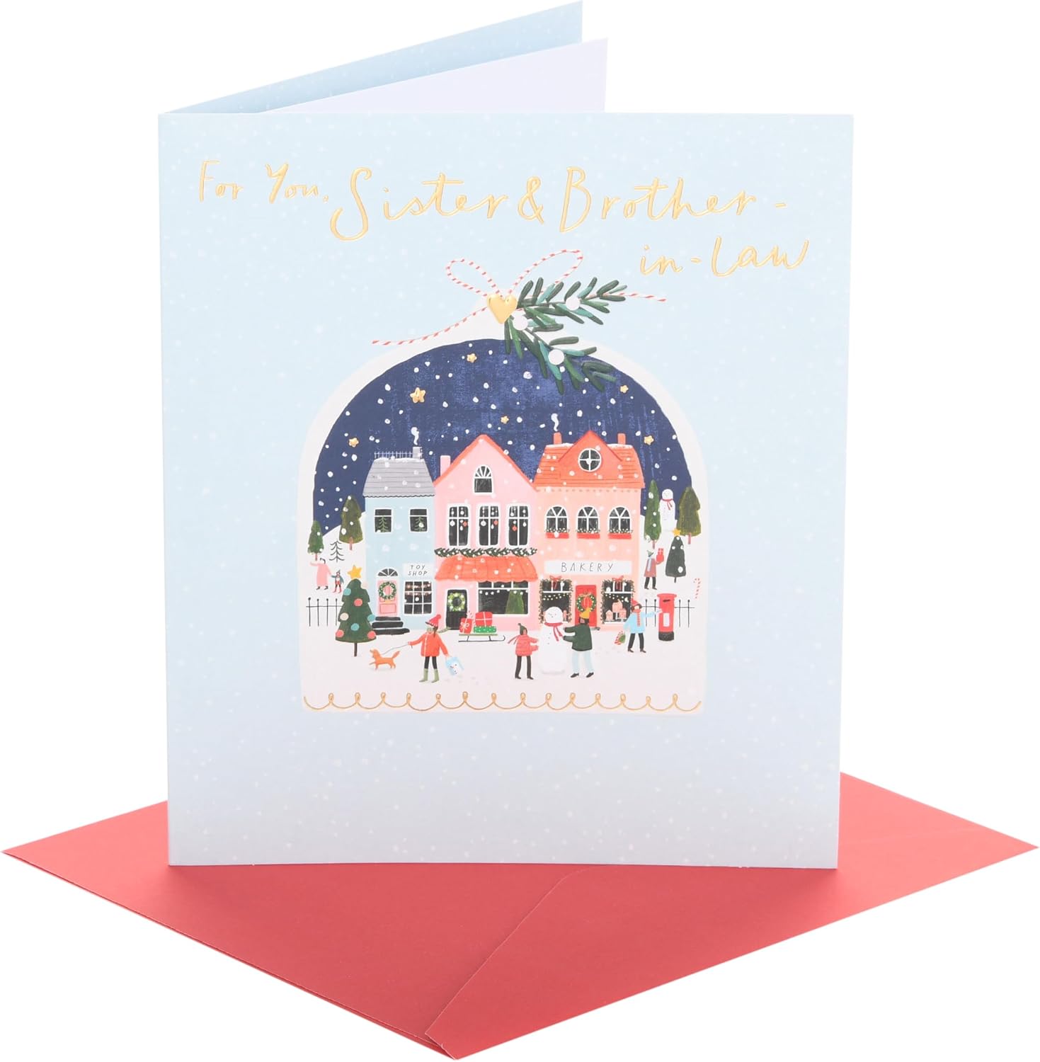 UK Greetings | Christmas Card for Sister & Brother In Law | Xmas Presents | Her/Him | SNOWGLOBE | With Envelope | 18.4 x 15.9 cm