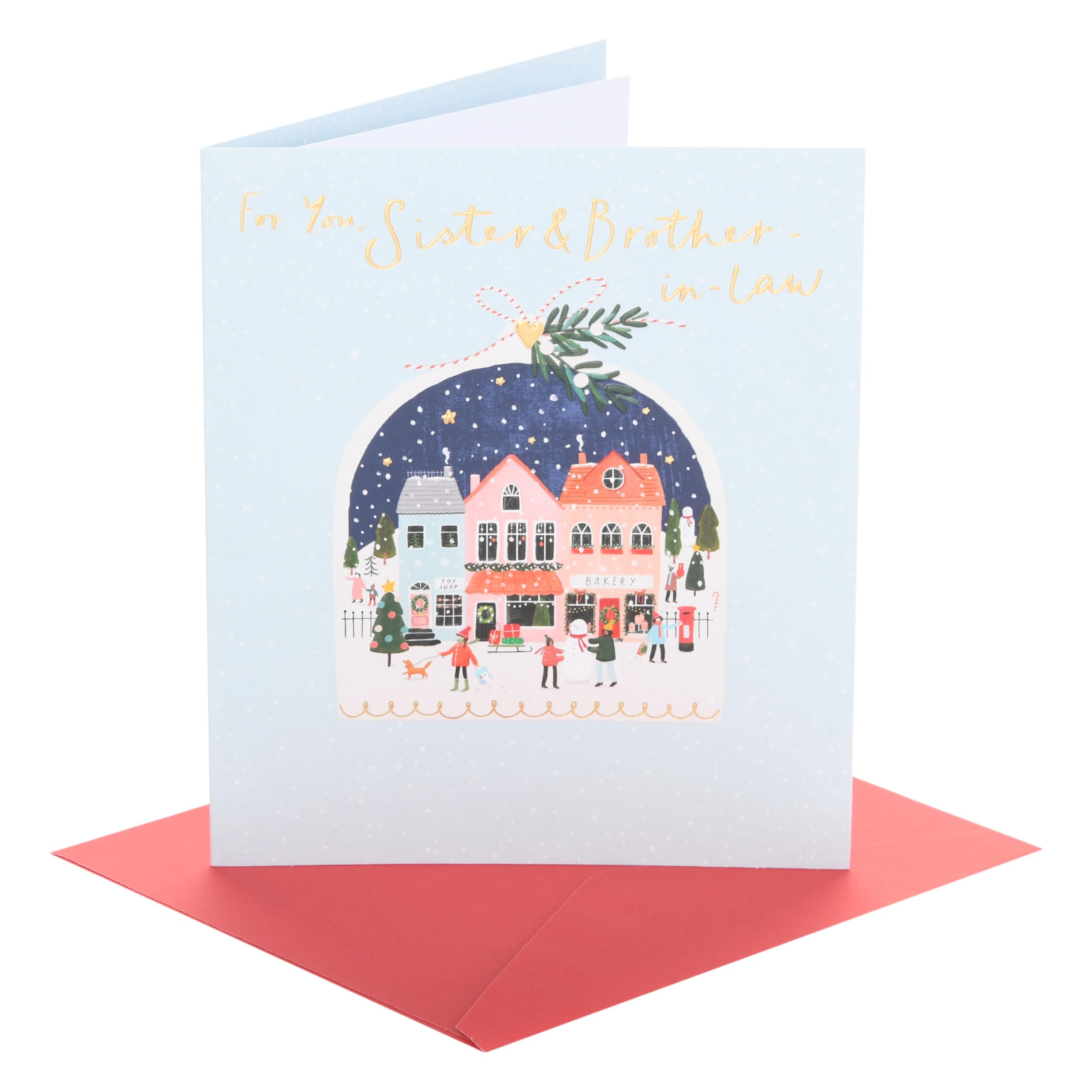 UK Greetings | Christmas Card for Sister & Brother In Law | Xmas Presents | Her/Him | SNOWGLOBE | With Envelope | 18.4 x 15.9 cm