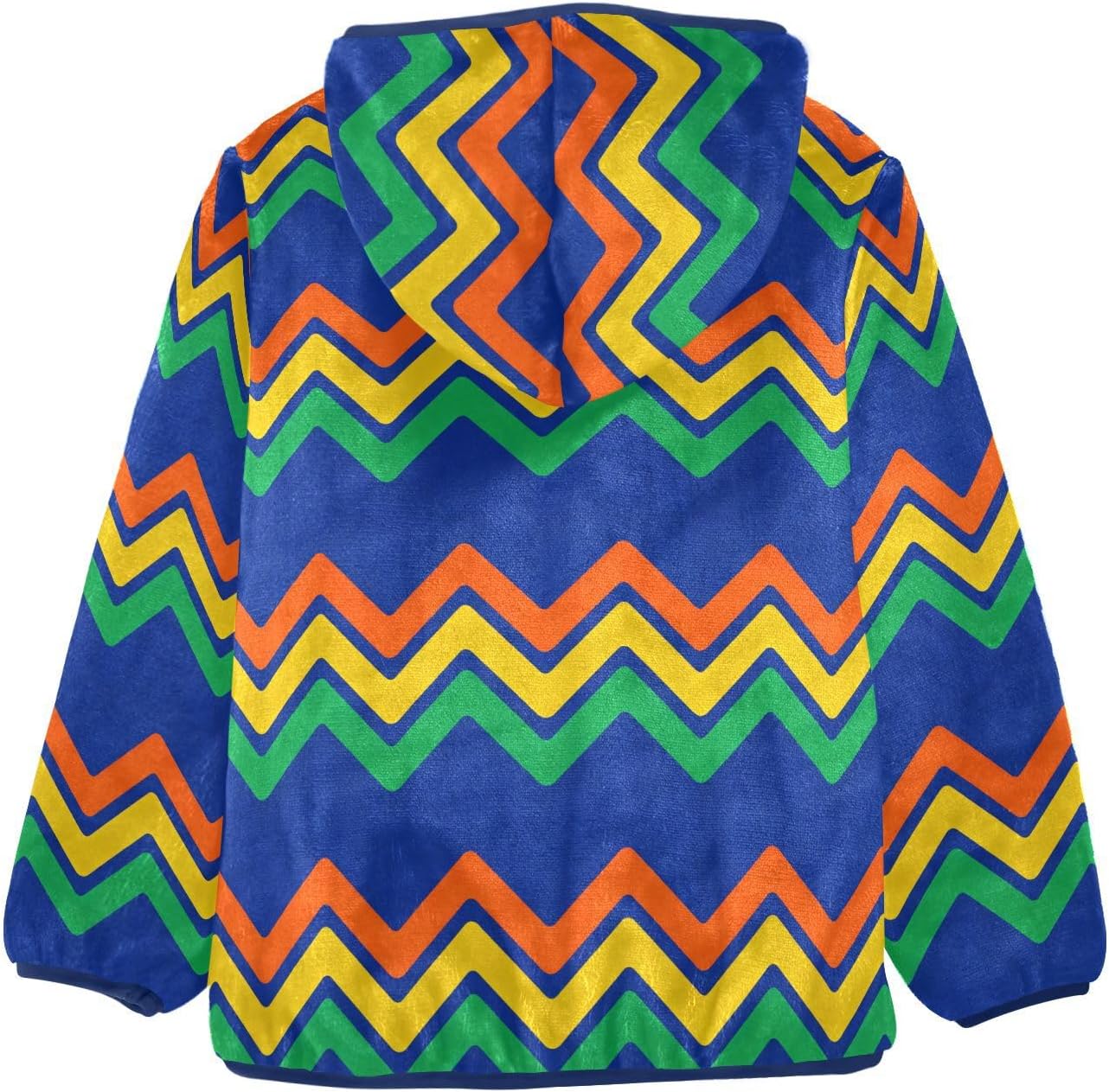 Rainbow Pattern Fleece Zip Up Jacket Children Dress Coat Navy Blue Trendy Baby Boys Clothes