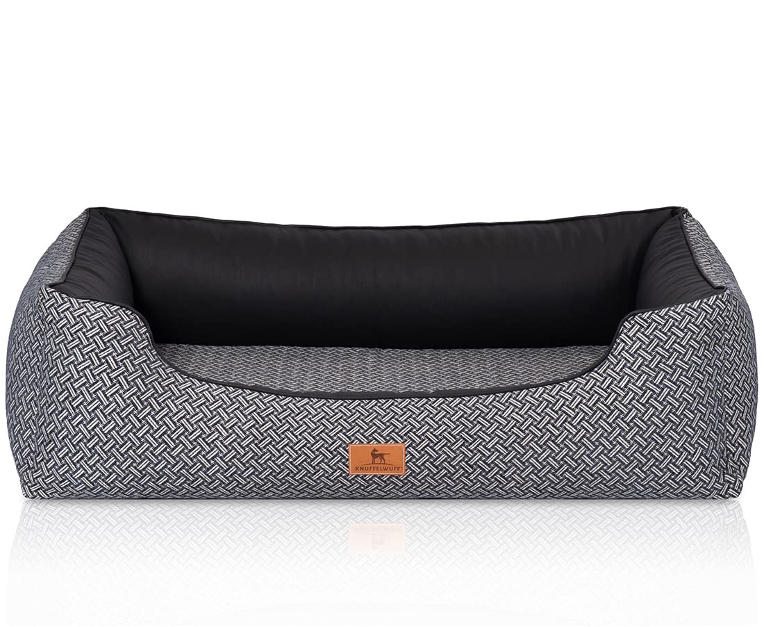 Knuffelwuff Sanford XXXL - Cama ortopédica para Perros, 155 x 105 cm, Color Negro, con Bordes elevados y Funda extraíble, fácil de Limpiar, para Perros Grandes, medianos y pequeños