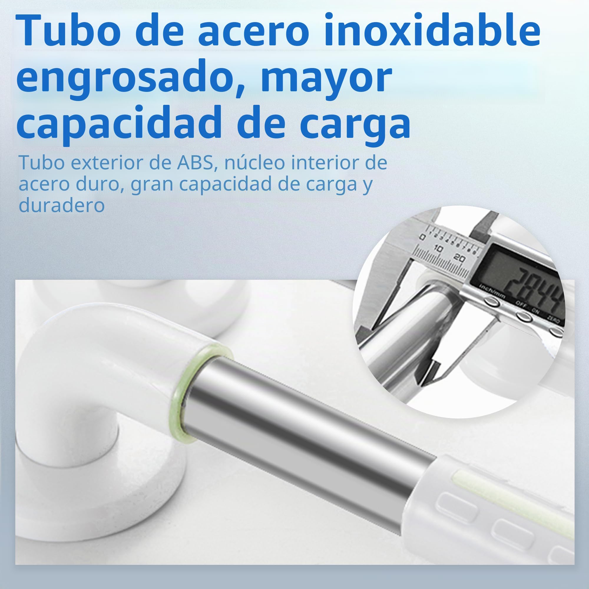 ITSOGOO Barra de Apoyo para Ducha en Ángulo de 135° de Acero Inoxidable para Mayores,35 x 35 cm,Antideslizante Luminosos,Hasta 300 kg,para Bañera,Dormitorio,Escalera,Blanco