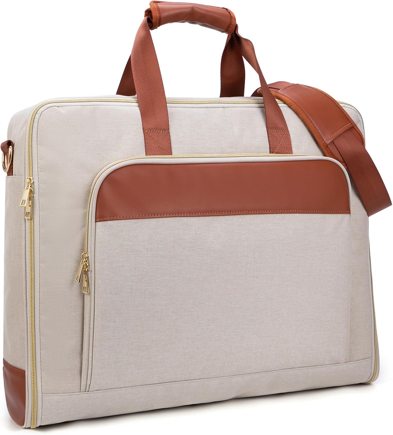 Garment Travel Bag for Women Carry on Garment Bag Up to 3 Suits for Business Trips,2 in 1 Hanging Suitcase Luggage Bags for Travel,Foldable Suit Bag 15.6Inch Laptop Beige