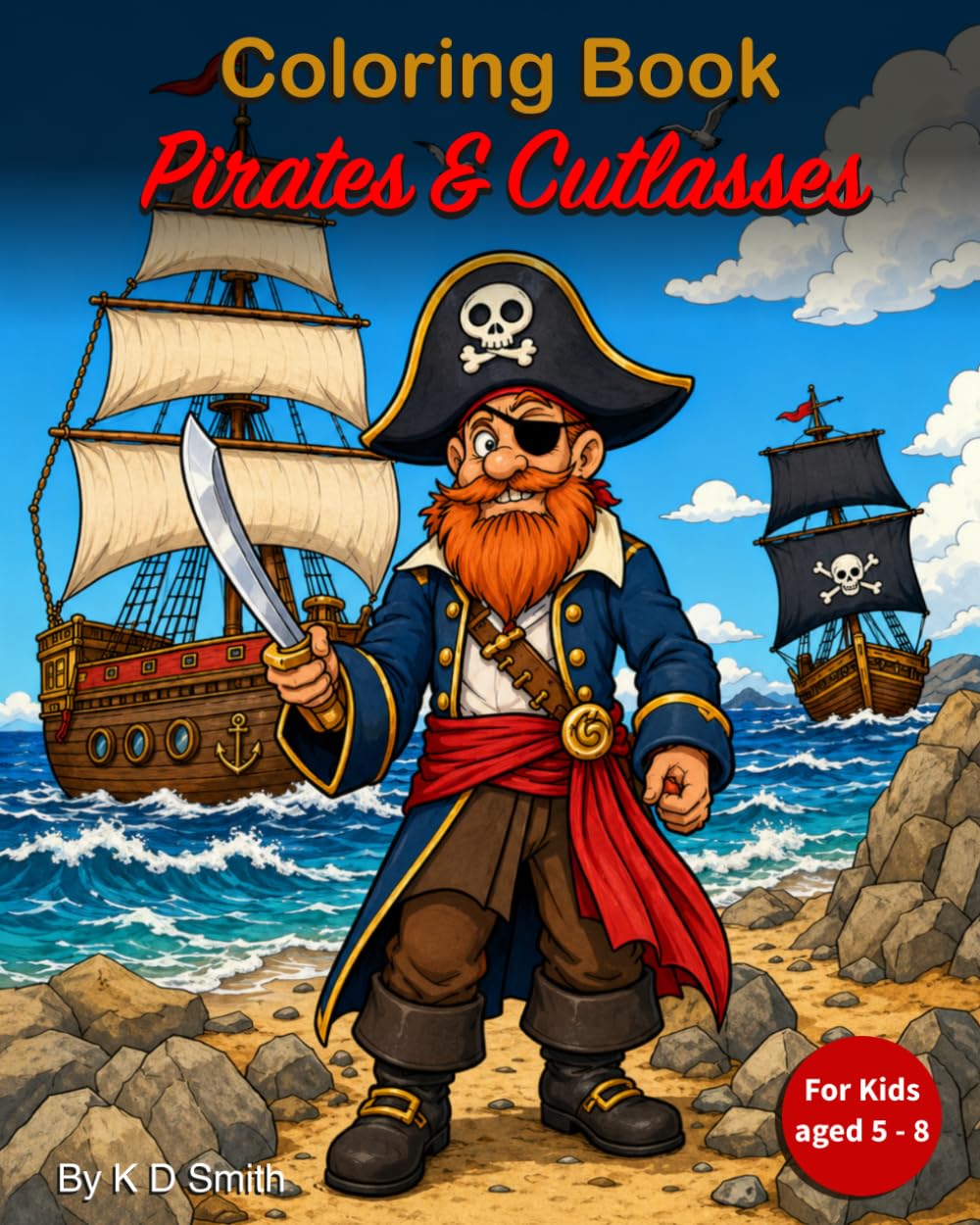 Coloring Book - Pirates & Cutlasses: For Kids aged 5 - 8 │ With the theme of Pirates; including Pirate Captains, Cutlasses, Sailing Ships, Treasure & ... and Chill time. (Coloring Books for Children)