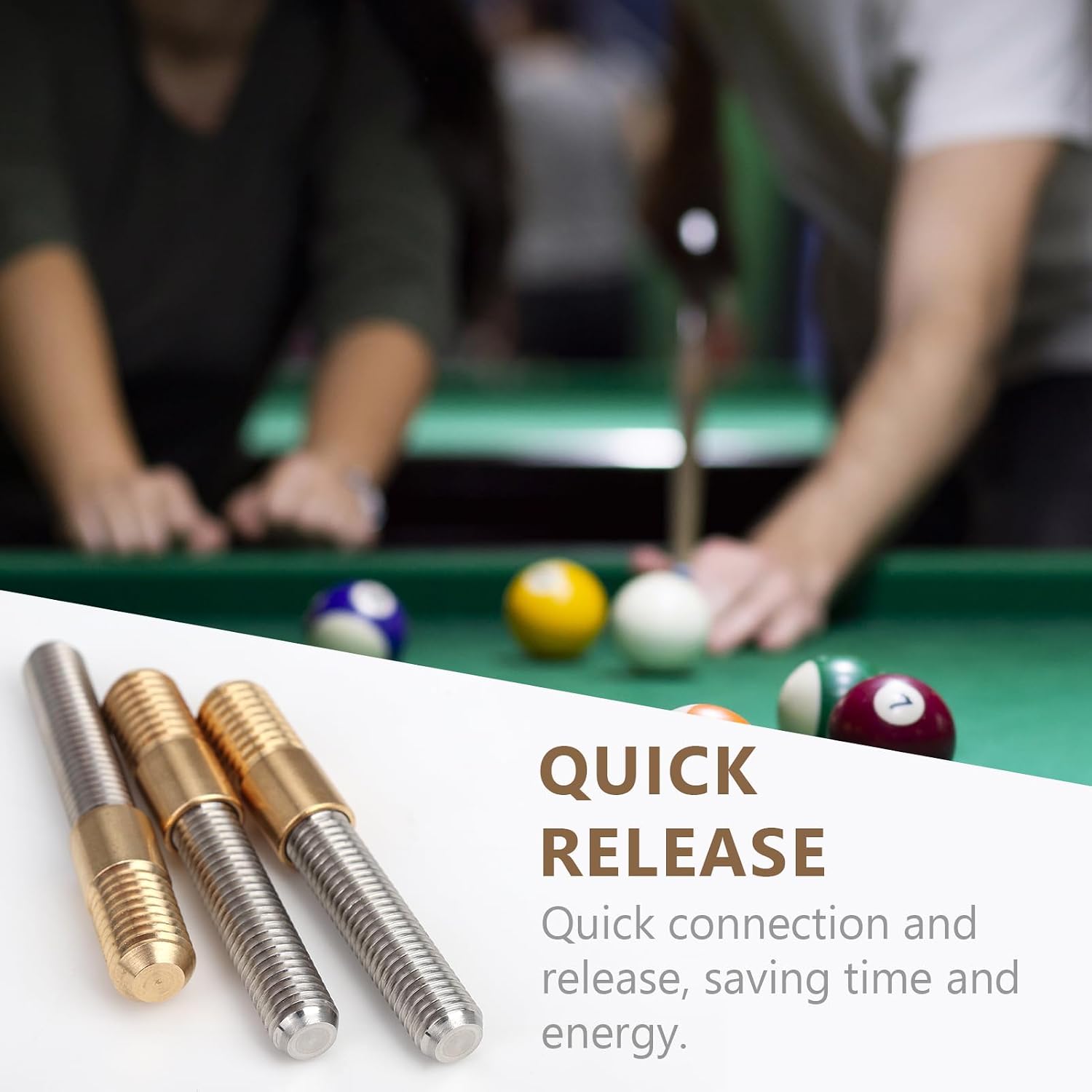Quick Release Pool Cue Joint, 3/8 * 10 Billiard Cue Joint Quick Lock Joint for Pool Cue Stick, 3 Stainless Steel Inserts with 3 Copper Sleeves