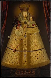 Historic Pictoric Fine Art Print - Peruvian (Cuzco) Painter - Our Lady of Guápulo - Vintage Wall Art - 11in x 14in