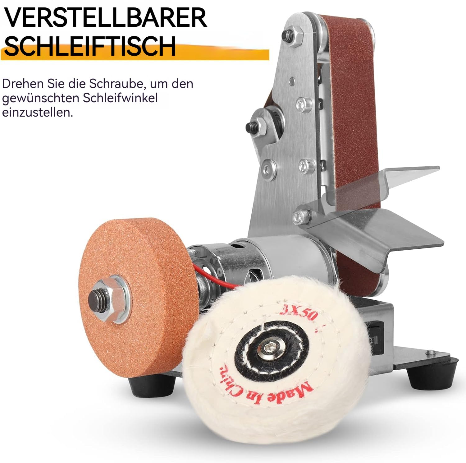 SI FANG Mini Elektrischer Bandschleifer Klein Messer mit 10pc Schleifbänder | 7-Stufig Einstellbare Messerschärfer, für Holz und Metall