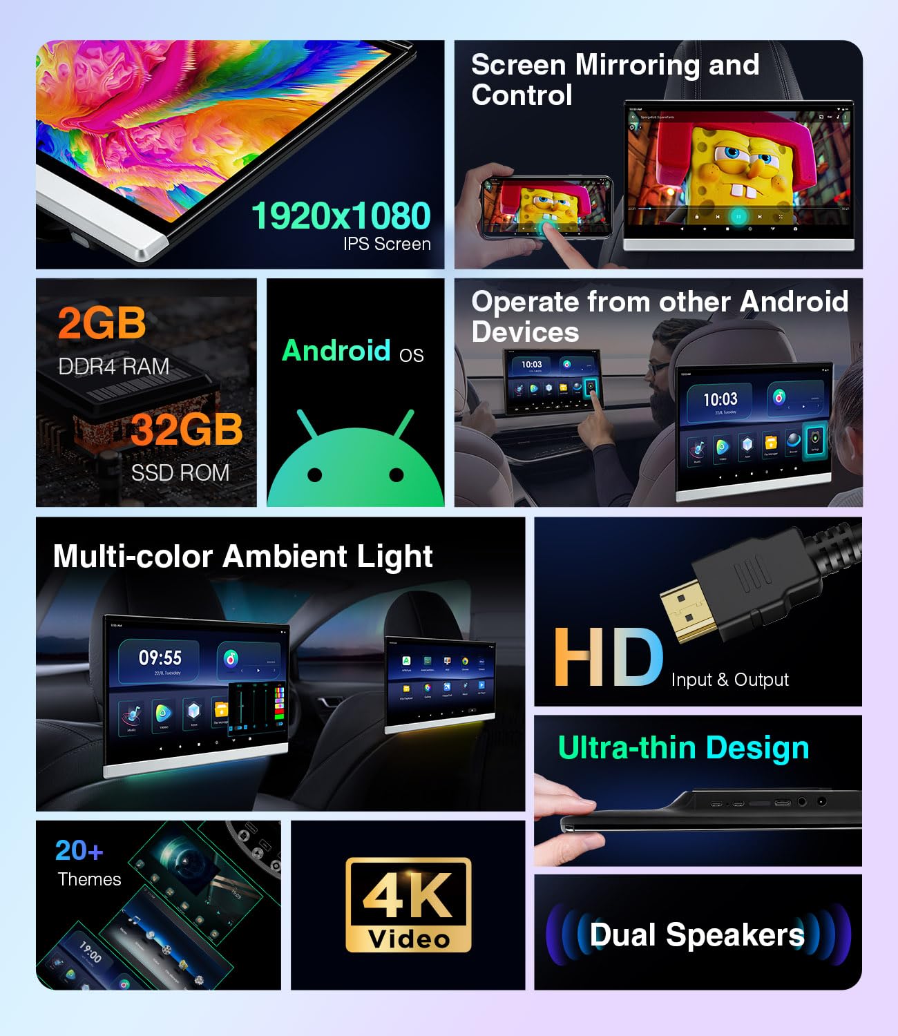 XTRONS 13.3インチ 2K 車後部座席モニター HM136AC XTRONS13.3インチ2K