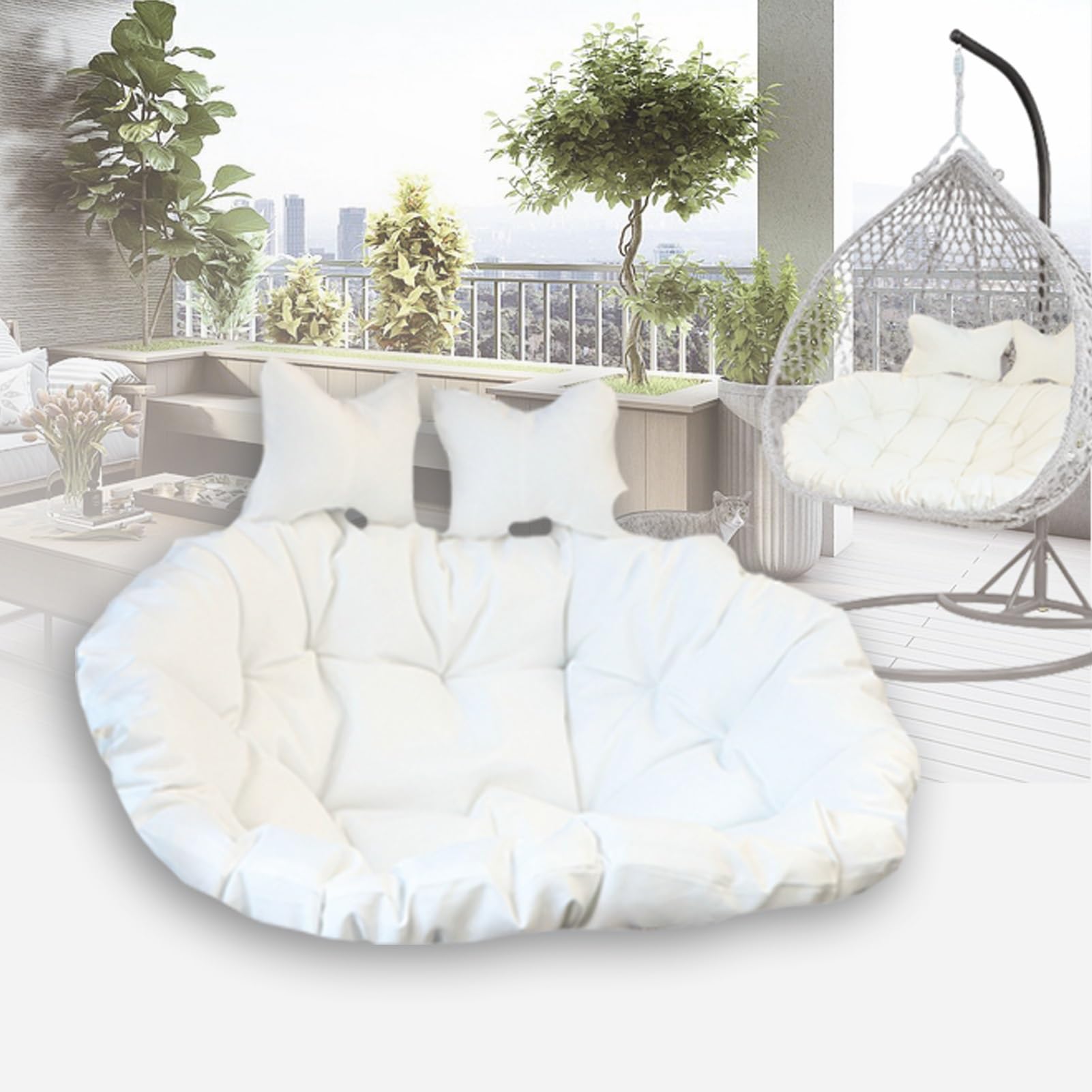 Cojín para silla huevo colgante blanco de 110x110cm para columpio