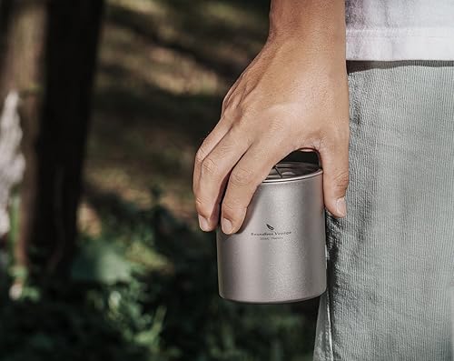 Miniatura 6 de Boundless Voyage Taza de titanio para acampar de 11.8 fl oz, taza de doble pared con tapa, taza de café ultraligera para picnic al aire libre,