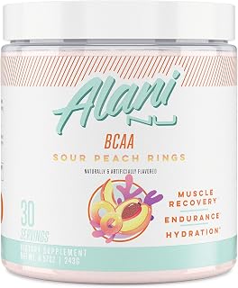 Alani Nu BCAA Branched Chain Essential Amino Acids Supplement Powder, Muscle Recovery Vitamins for Post-Workout, Sour Peach Rings, 30 Servings
