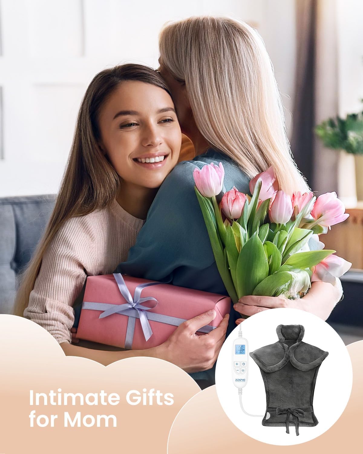 RENPHO Electric Heating Pad - 6 Heat Levels for Neck, Shoulder, and Back, Weighted Pad for Snug Fit - Machine Washable, ETL Safety Certified for Cold Nights and Winter, FSA Eligible