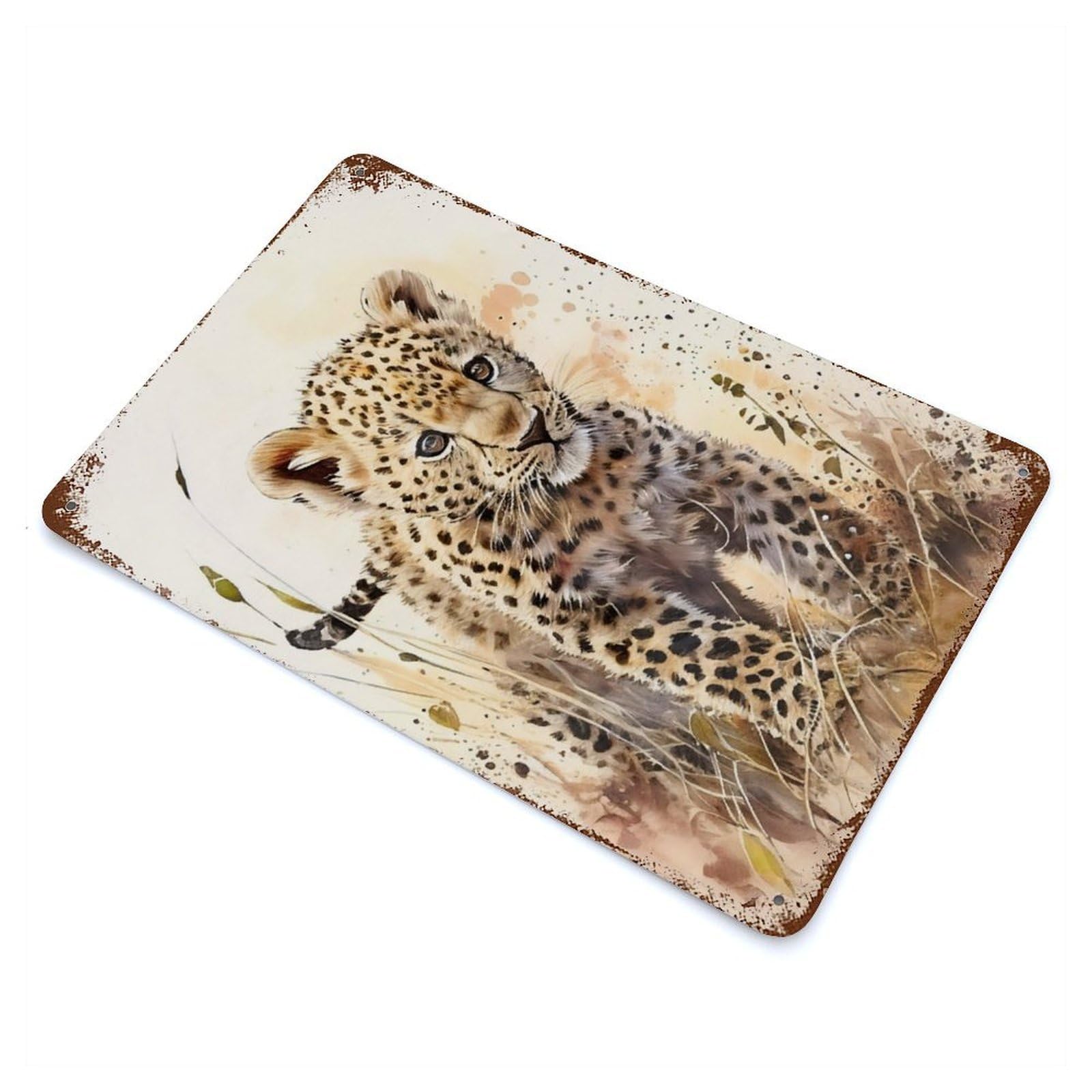 Leopard Decorative Tin Sign 11.8"x7.9", for Bistro, Counter And Cafe Decor, Retro Wall Decor