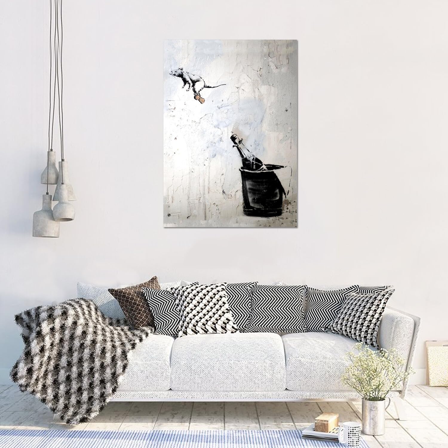 Banksy Maus auf dem Flaschenverschluss Acrylglas Gemälde 70x100 Moderne Kunst