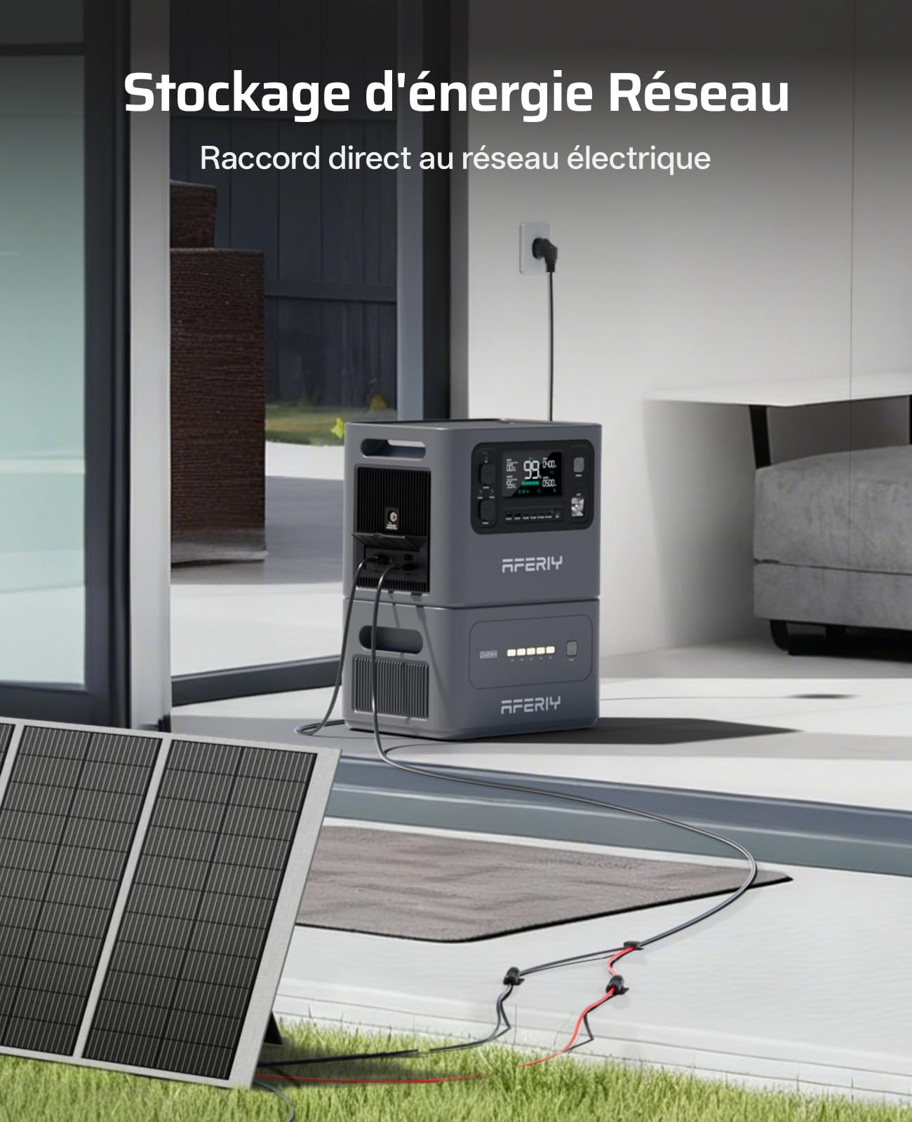 AFERIY 4096Wh Générateur Electrique, 2800W avec 1 Batterie Supplémentaire, Station Electrique Portable Capacité Extensible, Générateur Solaire pour Usage Domestique/Camping-car/Panne de Courant