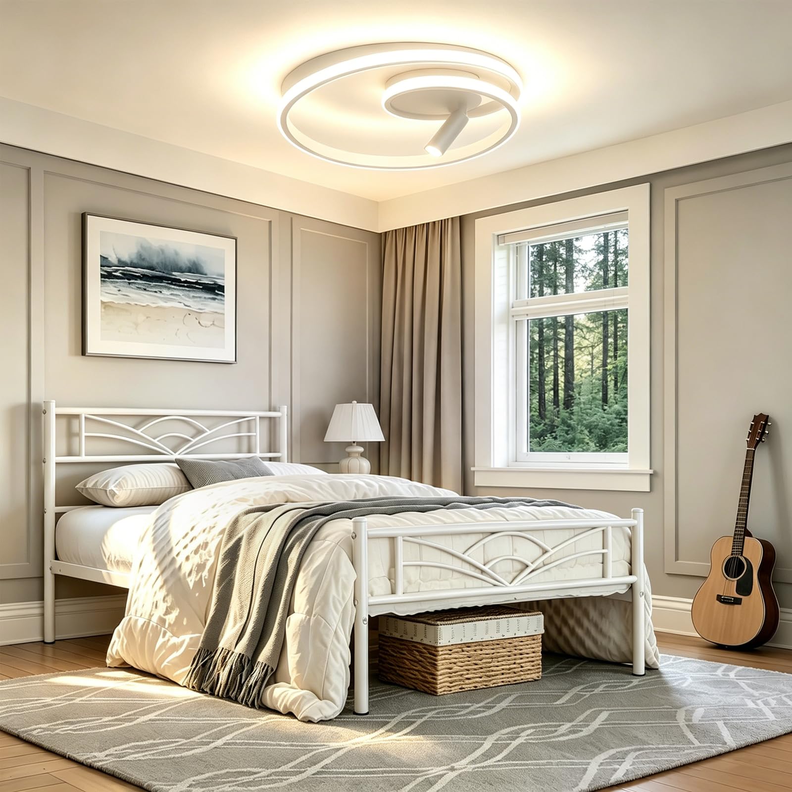 GBLY Lámpara de techo LED regulable: 40 cm, lámpara de dormitorio, diseño moderno, 37 W, lámpara de salón con foco blanco con control remoto, lámpara de cocina para dormitorio, casa, apartamento
