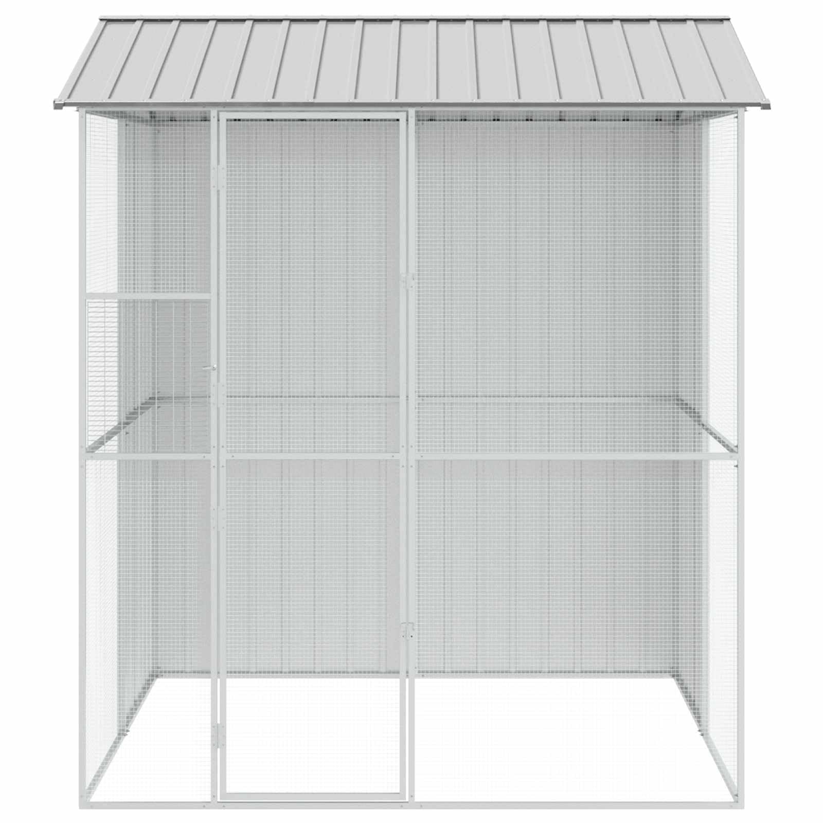 Vogelkäfig Grau 215 x 210 x 247 cm Verzinkter Stahl,Tier- & Haustierbedarf,Haustierbedarf,Vogelbedarf,Vogelkäfige & -ständer,Grau,68.7 kg-3325175