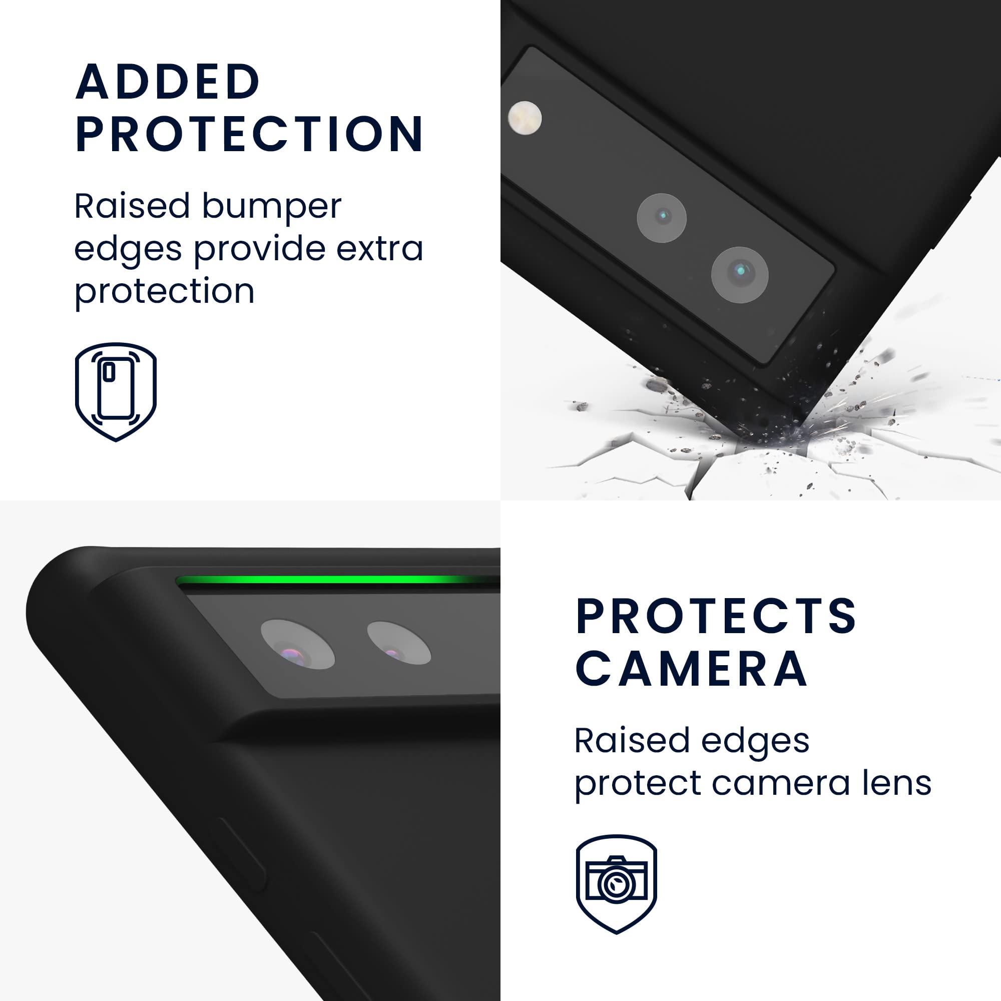 kwmobile Case for Google Pixel 6 Case - Soft Cover - Shockproof Silicone - Wireless Charging Black - Image 3