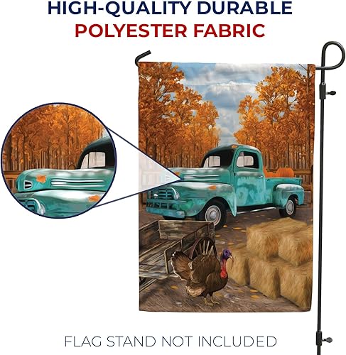 Miniatura 4 de Bandera de jardín con texto en inglés America Forever Fall, 12.5 x 18 pulgadas, de doble cara, color verde azulado, camión de granja, cosecha de