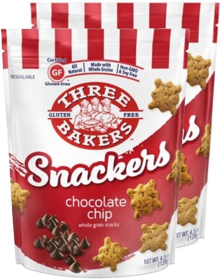 Three Bakers - Gluten Free Snackers, Chocolate Chip, 2 Packs - 4.5 Ounce each