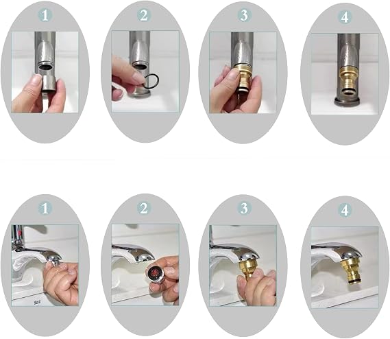 2Pcs Kitchen Universal Faucet Connectors, 22mm and 24mm Kitchen Mixer Hose Connectors, Brass Hose Connector Adapter - Outdoor Garden Bathroom Faucet Hose Connector(Male Threaded) ﻿