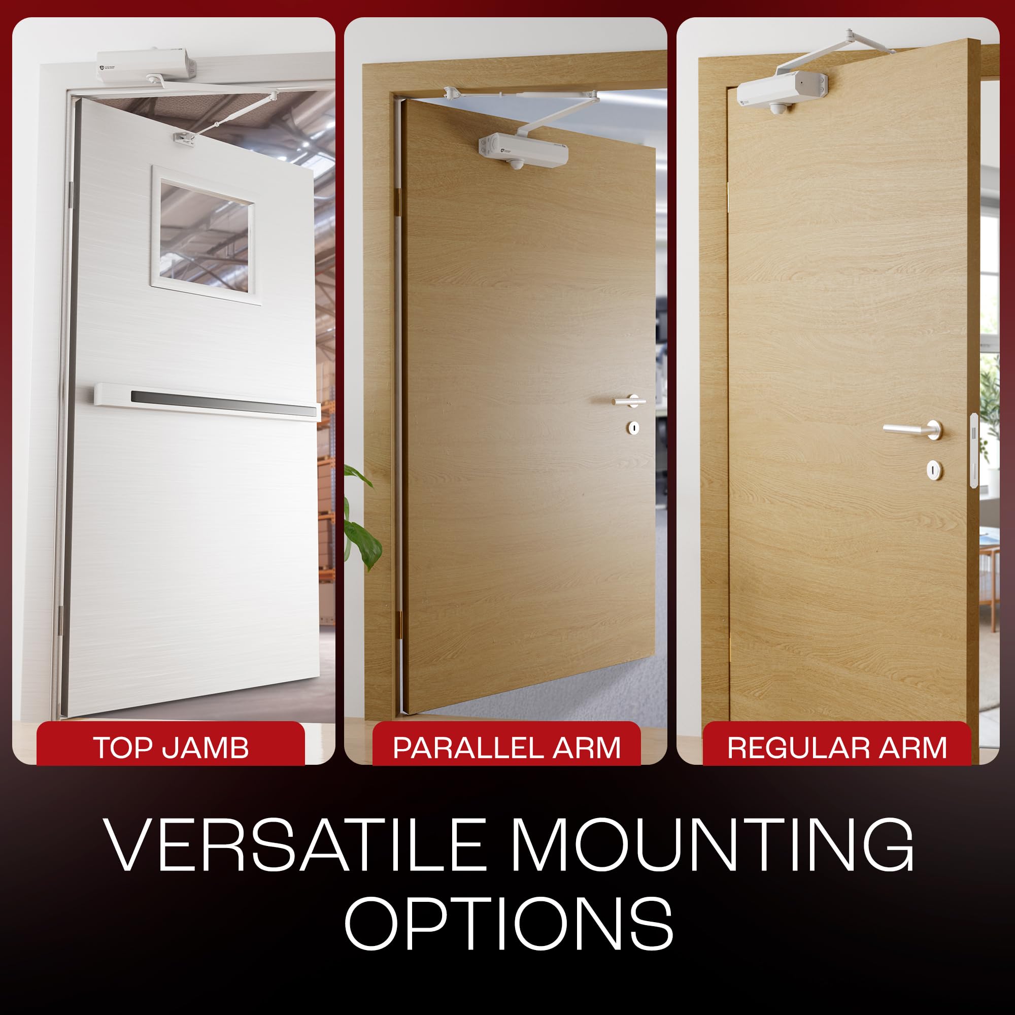 PrimeWare DC-600 Ferme-porte automatique réglable pour maison | Fermeture amortie | Pas de claquement | Ferme-porte résidentiel et commercial | Niveau 1 à 6 | Pour portes de 13,6 à 136,1 kg | Ressort