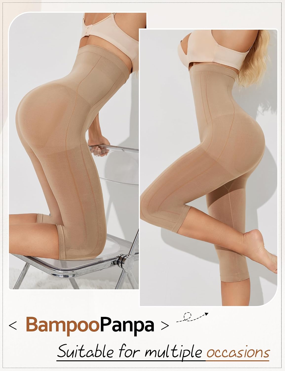 Capri Shapewear Leggings for Women Tummy Control High Waisted Seamless Body Shaper Butt Lift Thigh Slimmer