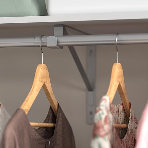 Miniatura 2 de ClosetMaid SuiteSymphony Soporte de armario para barra central y soporte de estante, accesorio adicional, níquel satinado (paquete de 2)