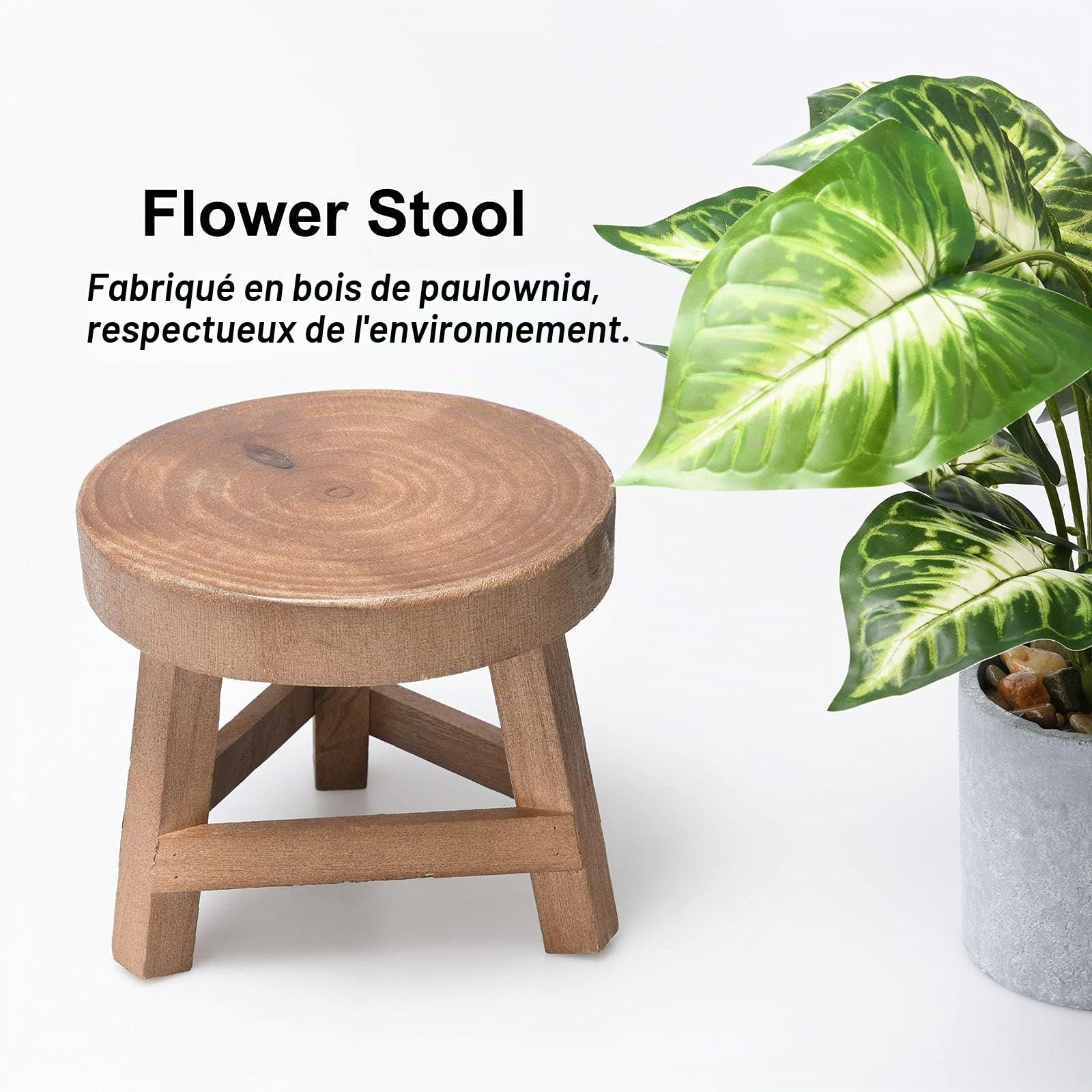 Tabouret en bois, stable et durable, 15 cm de haut, marron, mini tabouret décoratif pour petits bijoux et plantes, idéal pour la cuisine, la salle de bain, la chambre à coucher