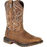 Womens Original Ride Flx Embroidered Pull On Waterproof Soft Toe Work/Duty - Brown