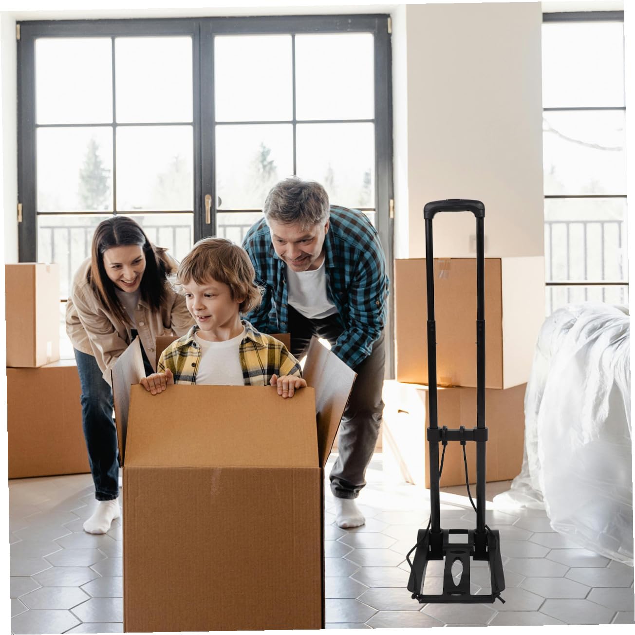 Healvian Carrito de Compra Portátil Plegable Pequeño Ruedas Dobles Base de Plástico Reforzado y Cordón Elástico Ajustable para Equipaje y Traslado Fácil en Viajes y Mudanzas