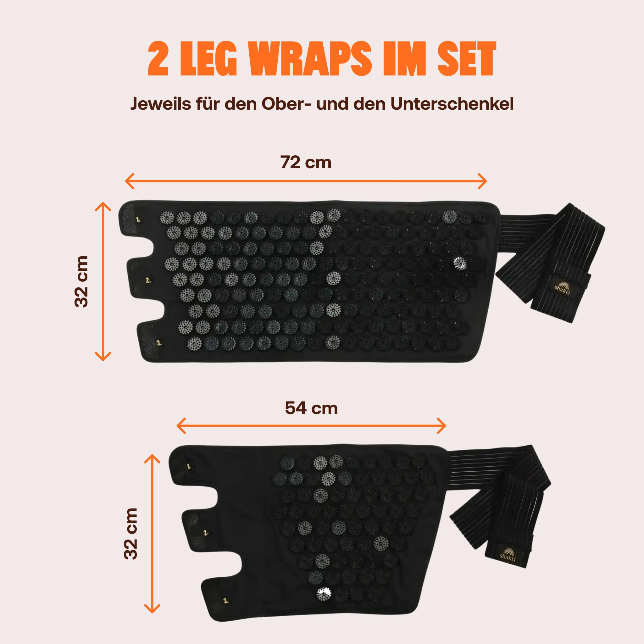 ShaktiMat [Das Original seit 2007 Leg Wraps - Fördert die Durchblutung in den Beinen & entspannt die Muskeln durch Akupressur - Für Läufer, Radfahrer & Sportler aller Arten - Bio-Baumwolle