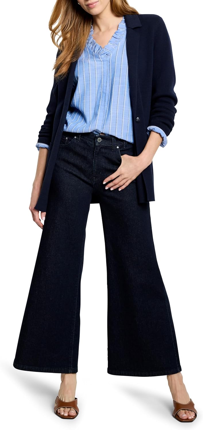 NIC+Zoe Womens Striped Ruffled Around Top - Image 4